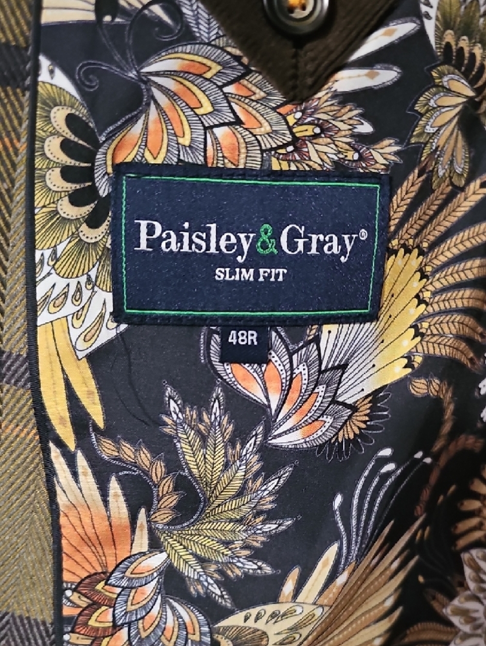 Paisley & Gray Olive Plaid Sport Coat with Navy & Tan Windowpane - Picture 3 of 3